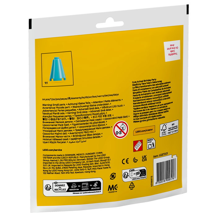 LEGO Creator 30715 Niedliche Tiere Feiern Geburtstag (Polybag) - Juego de Construcción de Animales para Fiestas, 64 Piezas, Recomendado +6 Años