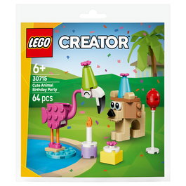 LEGO Creator 30715 Niedliche Tiere Feiern Geburtstag (Polybag) - Juego de Construcción de Animales para Fiestas, 64 Piezas, Recomendado +6 Años