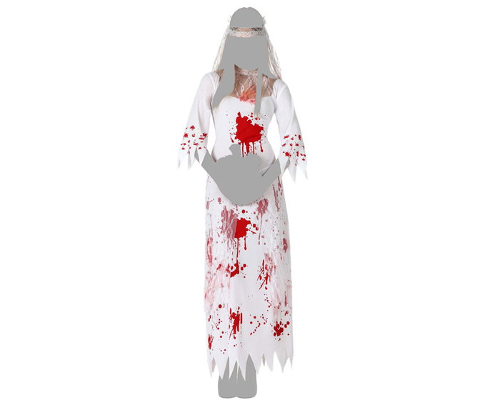 Disfraz Novia Sangrienta Mujer Adulto Zombie Blanco XL