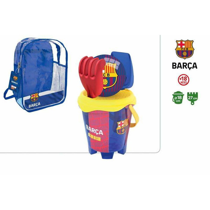 Color Baby Mochila Cubo Playa Castillo Barcelona con Rastrillo, Pala y Balón de 13 cm Color Baby Mochila Cubo Playa Castillo Barcelona con Rastrillo, Pala y Balón de 13 cm