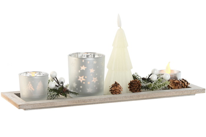 DKD Home Decor Set 5 Portavelas Navidad Moderna Blanco Plateado 9 x 13.5 x 39 cm (2 Unidades) DKD Home Decor Set 5 Portavelas Navidad Moderna Blanco Plateado 9 x 13.5 x 39 cm (2 Unidades)