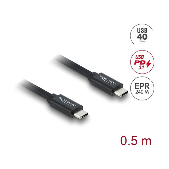 DeLOCK Cable USB Coaxial USB4 Gen 3x2 40 Gbps 240 W 0,5 m