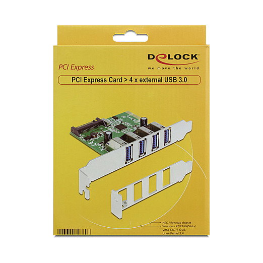 DeLOCK 89360 Tarjeta PCI Express x1 a 4 Puertos USB 3.2 Gen 1 Tipo A Externos 5 Gbps, para Windows y Linux