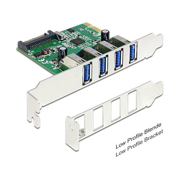 DeLOCK 89360 Tarjeta PCI Express x1 a 4 Puertos USB 3.2 Gen 1 Tipo A Externos 5 Gbps, para Windows y Linux