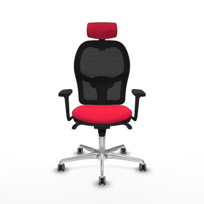 PIQUERAS Y CRESPO Silla de oficina Jorquera con mecanismo Sincro, Tela Roja y Malla Negra