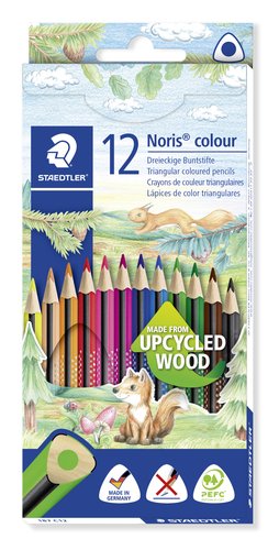 Staedtler Noris Colour Slim Lápices de Colores, 12 Colores Surtidos, Triangular