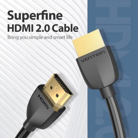 Vention Cable HDMI 2.0 4K 60Hz HDR 2 Metros Macho-Macho Negro para Portátil, TV, Consola, Monitor