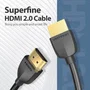 Vention Cable HDMI 2.0 4K 60Hz HDR 2 Metros Macho-Macho Negro para Portátil, TV, Consola, Monitor
