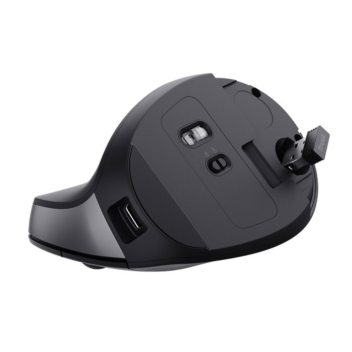 Trust TM-270 Ratón Ergonómico Vertical Inalámbrico Recargable 2400 DPI Negro