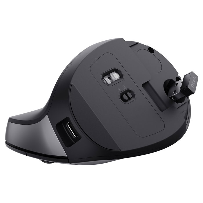 Trust TM-270 Ratón Ergonómico Vertical Inalámbrico Recargable 2400 DPI Negro