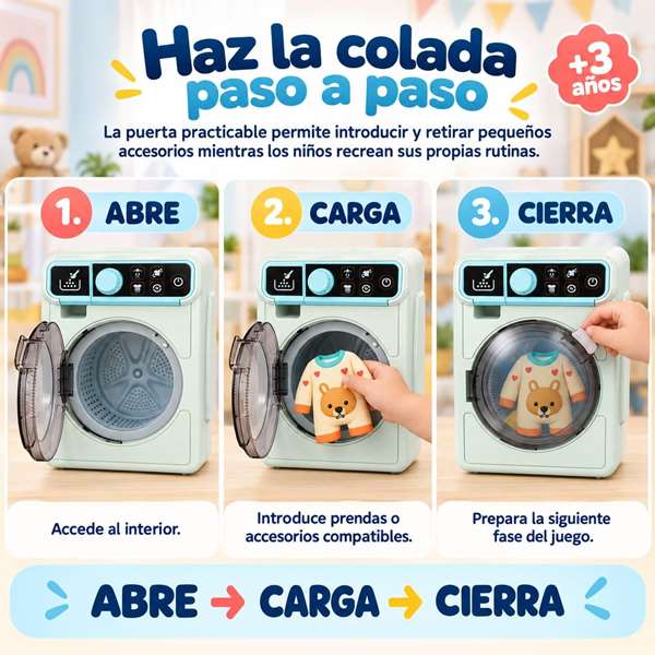 Jugatoys Lavadora con centrifugado, luces y sonidos