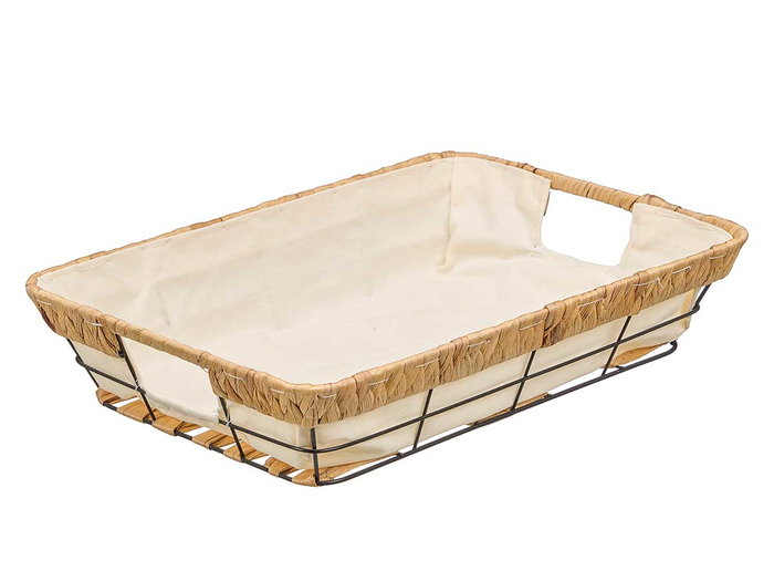 KINVARA Cesta rectangular de metal y tela beige KINVARA Cesta rectangular de metal y tela beige