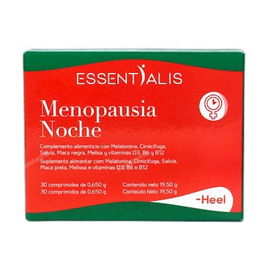 Essentialis Menopausia Noche: Sueño, Sofocos y Ansiedad con Melatonina y Cimicífuga - 30 Comprimidos