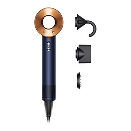 Dyson Supersonic Secador de Pelo Profesional 1600W con Tecnología Iónica, Color Azul Noche y Cobre, Incluye 3 Boquillas