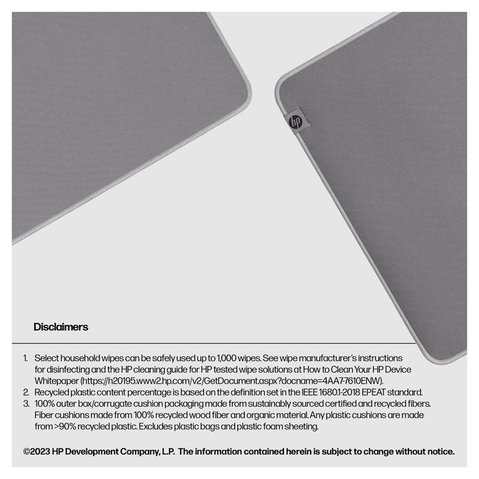 HP Alfombrilla de escritorio 200 Sanitizable, Gris