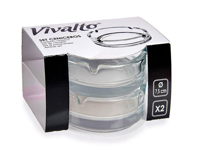 Vivalto Set 2 Ceniceros de Vidrio Transparente 7.2 cm (Set de 36)