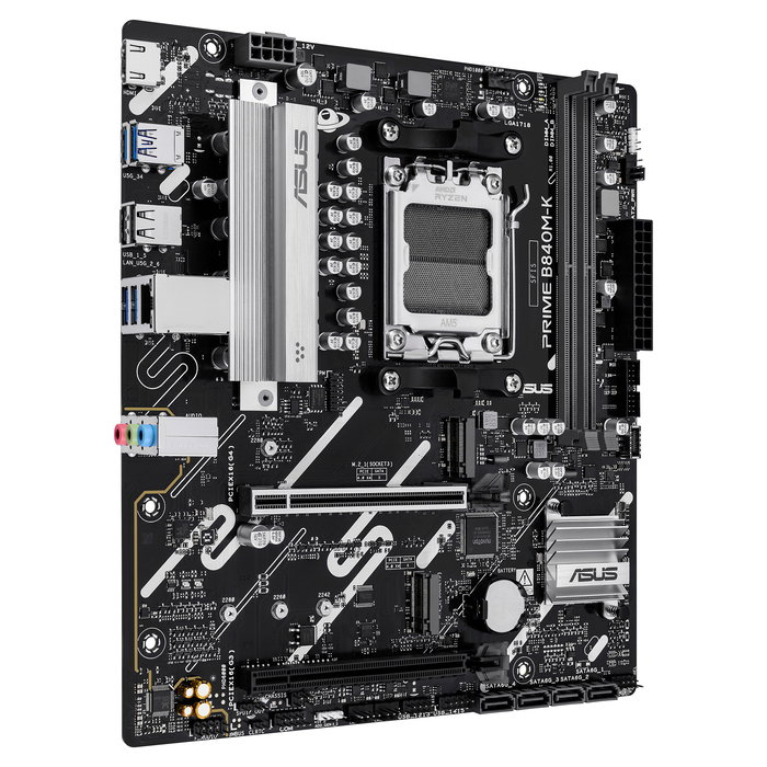 ASUS PRIME B840M-K Placa Base AMD AM5 (Zócalo AM5) microATX, DDR5 128GB, 2.5GbE, PCIe 4.0, M.2, SATA, USB 3.2, para Ryzen 7000/8000/9000