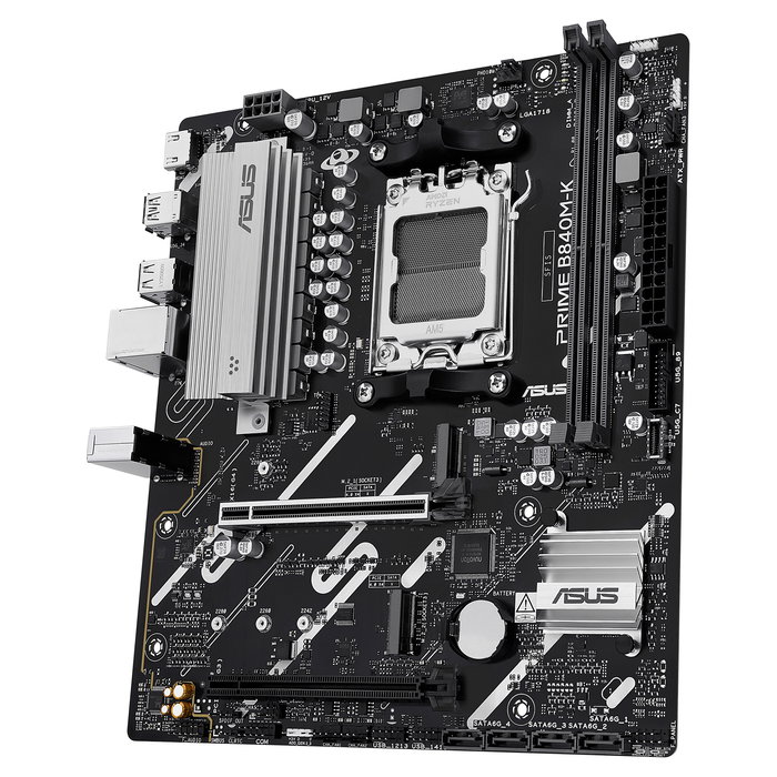 ASUS PRIME B840M-K Placa Base AMD AM5 (Zócalo AM5) microATX, DDR5 128GB, 2.5GbE, PCIe 4.0, M.2, SATA, USB 3.2, para Ryzen 7000/8000/9000