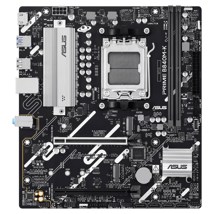 ASUS PRIME B840M-K Placa Base AMD AM5 (Zócalo AM5) microATX, DDR5 128GB, 2.5GbE, PCIe 4.0, M.2, SATA, USB 3.2, para Ryzen 7000/8000/9000