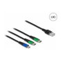 DeLOCK Cable de carga 3 en 1 USB A a Micro USB y 2 x USB Type-C, 1 m