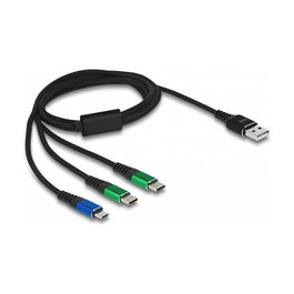 Delock Cable de Carga USB 3 en 1 Tipo-A a Micro USB y 2 x USB Type-C 1 m