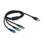 DeLOCK Cable de carga 3 en 1 USB A a Micro USB y 2 x USB Type-C, 1 m
