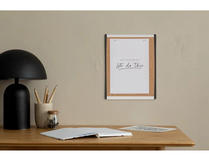 Bi-office Pizarra de corcho INKA reciclado con marco de aluminio y laterales negros 355x280 mm