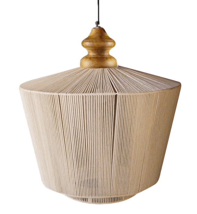 DKD Home Decor Lámpara de Techo de Algodón y Mango Natural