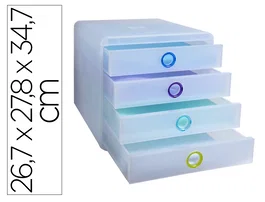 Exacompta Fichero Cajones Sobremesa Pop Box Translucido 4 Cajones Multicolor