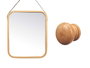 Giftdecor Espejo Rectangular de Bambú con Correa de Cuero 41 x 33 cm (Set de 6)
