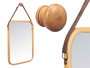 Giftdecor Espejo Rectangular de Bambú con Correa de Cuero 41 x 33 cm (Set de 6)