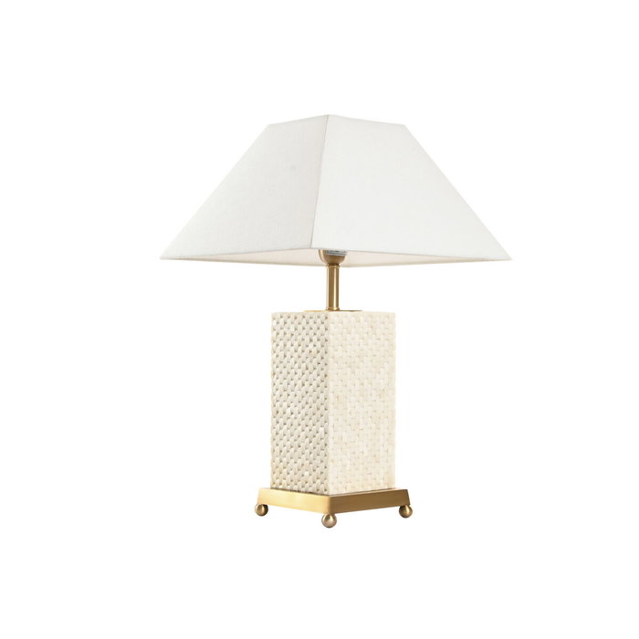 DKD Home Decor Lámpara de Sobremesa de Latón Dorado y Hueso