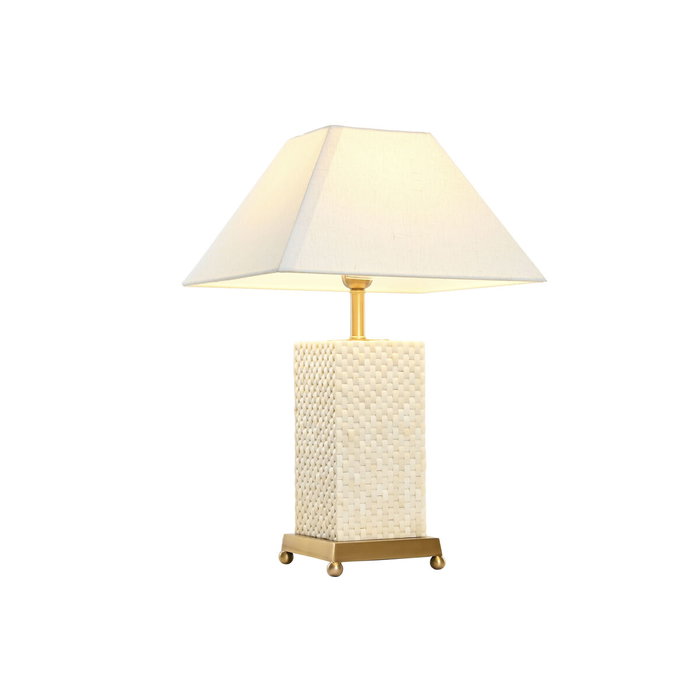 DKD Home Decor Lámpara de Sobremesa de Latón Dorado y Hueso