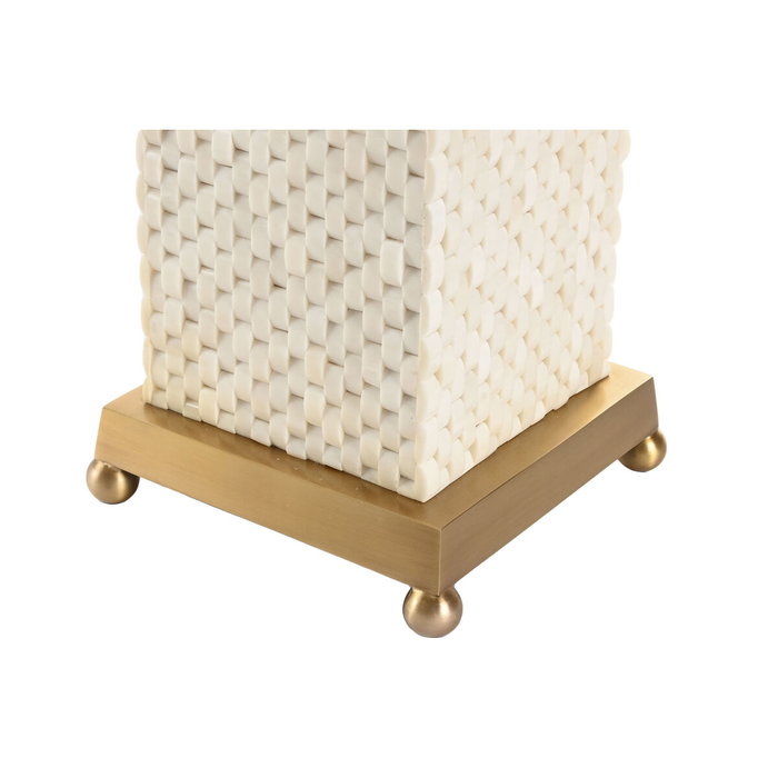 DKD Home Decor Lámpara de Sobremesa de Latón Dorado y Hueso