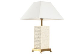 DKD Home Decor Lámpara Sobremesa India lamps 1c25 Laton Hueso Dorado Blanco 36 x 57 x 14 cm