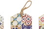 DKD Home Decor Termómetro de Gres con Azulejos y Acabado Dorado