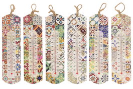DKD Home Decor Termómetro de Gres con Azulejos y Acabado Dorado