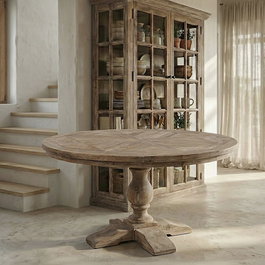 Ixia Mesa de Comedor de Madera de Pino 140 x 140 x 76 cm