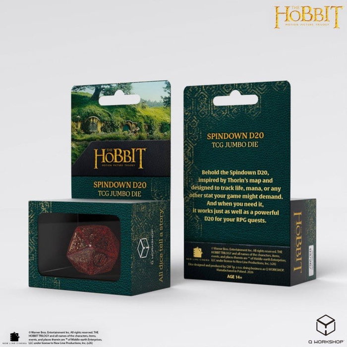 Q Workshop El Hobbit Spindown Jumbo Dado Ember TCG D20