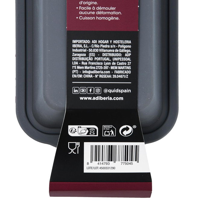 Molde Cake Silicona Reforzado Scarlet Quid 25x13x6 cm Molde Cake Silicona Reforzado Scarlet Quid 25x13x6 cm