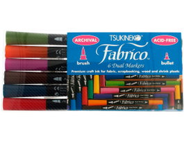 Tsukineko Set de 6 rotuladores textiles Fabrico Markers doble punta