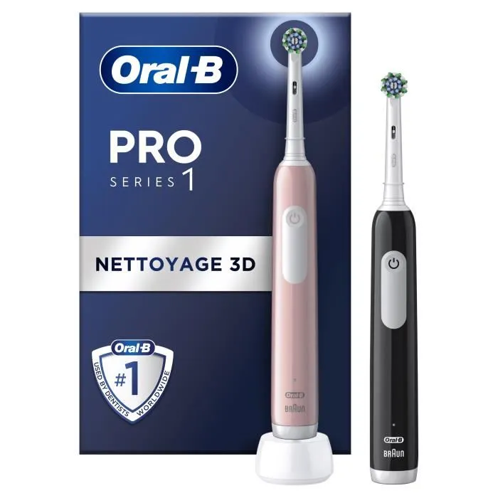 Oral-B Cepillos de Dientes Eléctricos Pack 2 Rosa y Negro con 2 Cabezales - ORA8001090915191 Oral-B Cepillos de Dientes Eléctricos Pack 2 Rosa y Negro con 2 Cabezales - ORA8001090915191