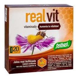 SANTIVERI Realvit Vitaminada 20Viales Complemento Alimenticio con Jalea Real, Vitaminas, Selenio y Zinc