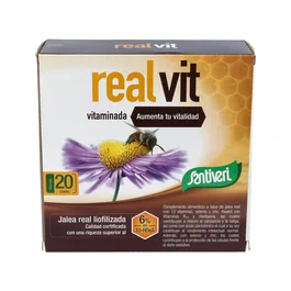 SANTIVERI Realvit Vitaminada 20Viales Complemento Alimenticio con Jalea Real, Vitaminas, Selenio y Zinc
