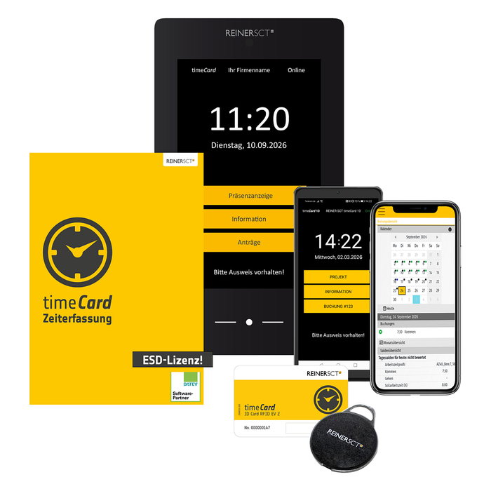 REINER SCT timeCard 10 - Licencia anual para 100 empleados - Software ESD - Windows 11/Server