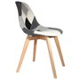 Home Deco Factory Silla Patchwork Gris-Blanco Estilo Charles Eames Patas Madera Tela 46.5x54cm Alto 85cm