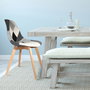Home Deco Factory Silla Patchwork Gris-Blanco Estilo Charles Eames Patas Madera Tela 46.5x54cm Alto 85cm