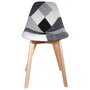 Home Deco Factory Silla Patchwork Gris-Blanco Estilo Charles Eames Patas Madera Tela 46.5x54cm Alto 85cm