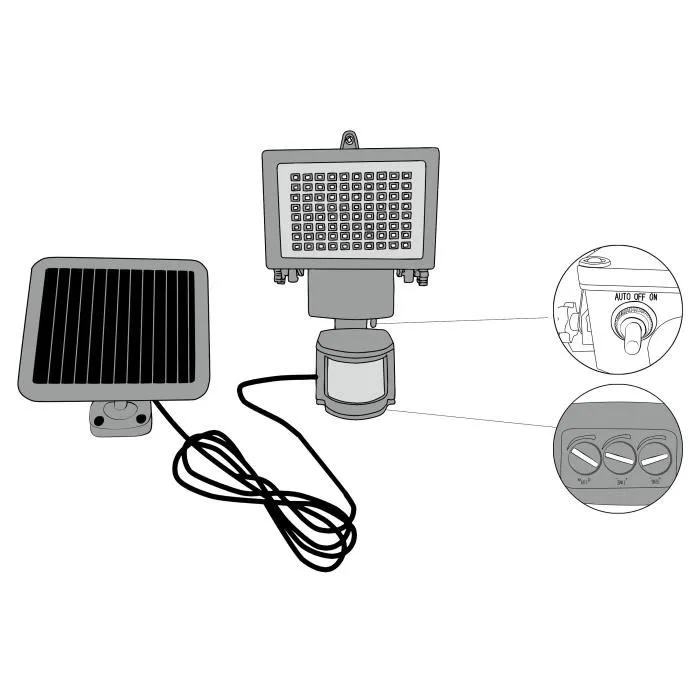 Galix Foco Solar con Detector de Presencia 80 LED Negro 650 Lúmenes Galix Foco Solar con Detector de Presencia 80 LED Negro 650 Lúmenes