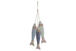 DKD Home Decor Decoración Colgante MDF y Cuerda Azul y Verde